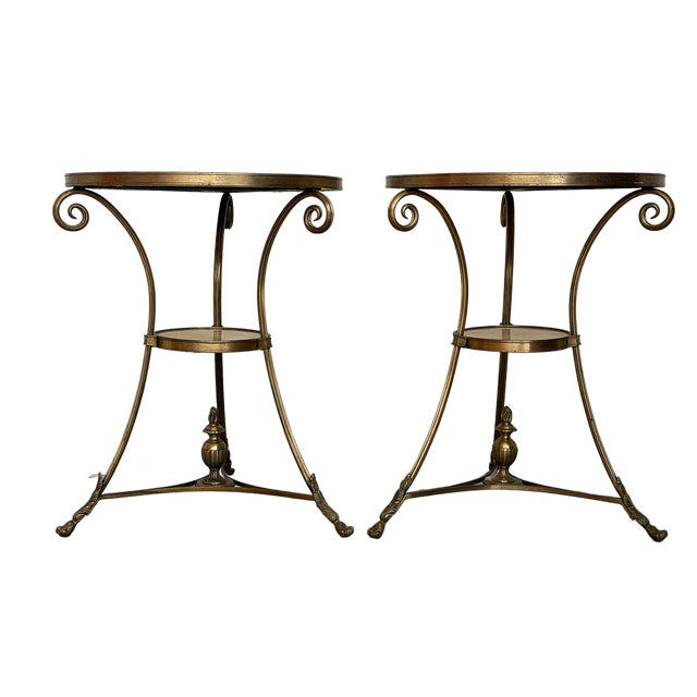 Louis XVI Directoire Style Gilt Metal & Honey Onyx Guéridon Side Tables - A Pair For Sale - Image 14 of 18