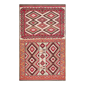 Wonderful Geometric Pattern Over a Gray Field Antique American Navajo Rug