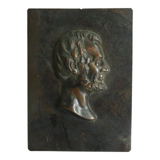 19th Century Abraham Lincoln Profile Bas-Relief on Copper Plaquette For Sale