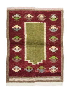 Green & Burgundy Vintage Tulu Rug