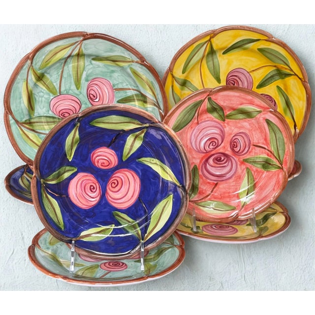 LastCHANCE!8 Pieces Made in Portugal Hand Painted and Glazed Plates For Sale - Image 15 of 16