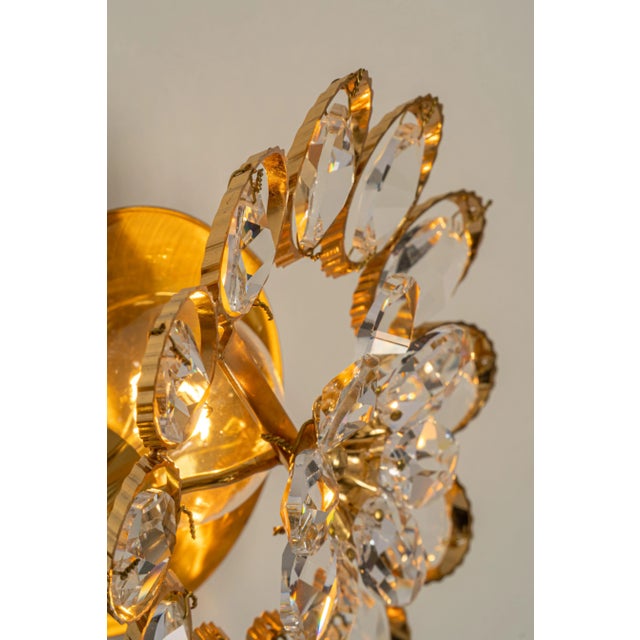 Gilt Brass Flower Shape Wall Lights from Palwa, Germany, 1970s For Sale - Image 6 of 10