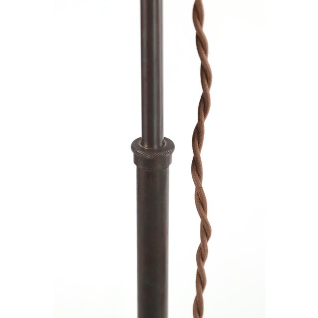Brown Vintage Industrial Brass Opal Disk Shade Floor Lamp For Sale - Image 8 of 9