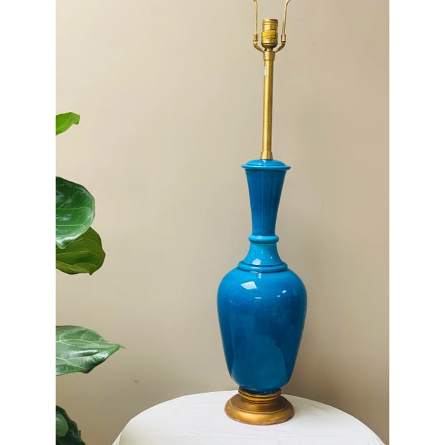 Turquoise Mid-Century Turquoise Table Lamp by Marbro For Sale - Image 8 of 9