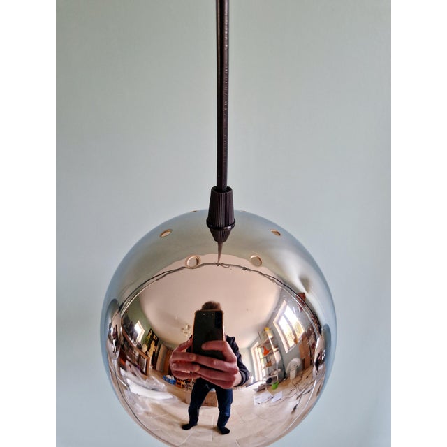 Space Age Eyeball Pendant Lights in Chromed Metal, 1970s, Set of 3 For Sale - Image 6 of 16