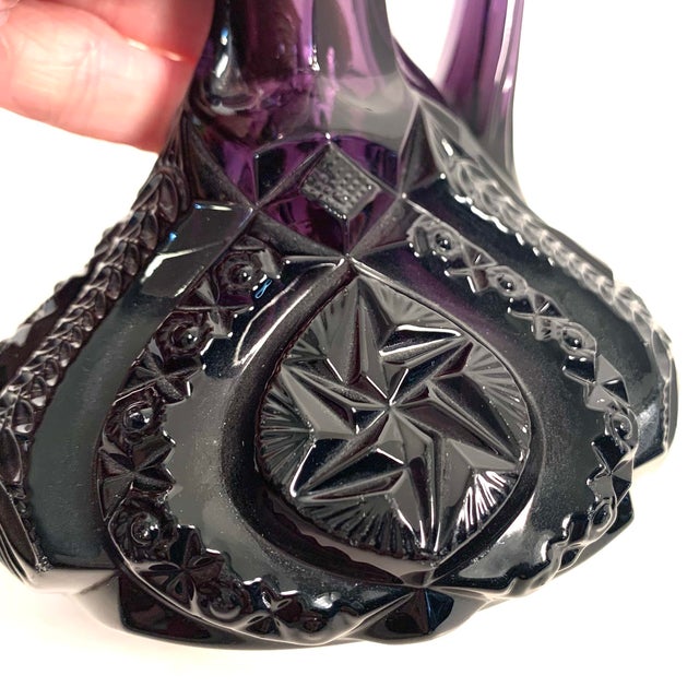 Early 20th Century Amethyst Glass Moon and Star Cruet With Stopper For Sale - Image 12 of 12