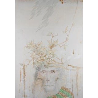 Leo Guida, The Monkey, Ink on Canvas Drawing, 1989 For Sale