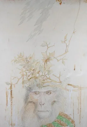 Leo Guida, The Monkey, Ink on Canvas Drawing, 1989