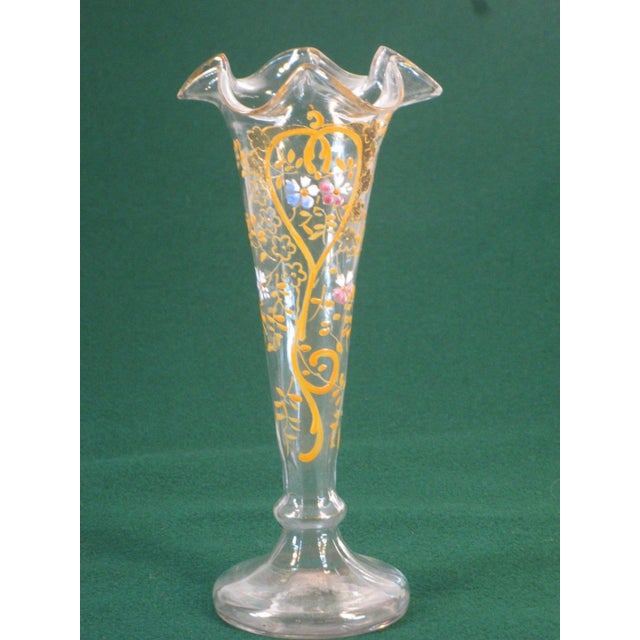 Glass 19th Century Vase Enameled Bohemian Glass Hand Painted & Worked Blown Glass Victorain For Sale - Image 7 of 12