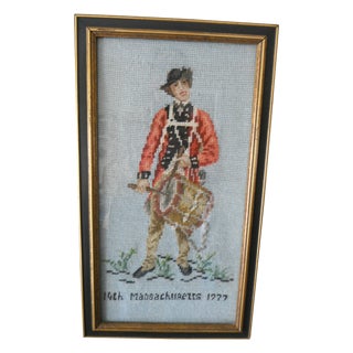 Massachusetts 1777 Revolutionary Army Needlepoint For Sale