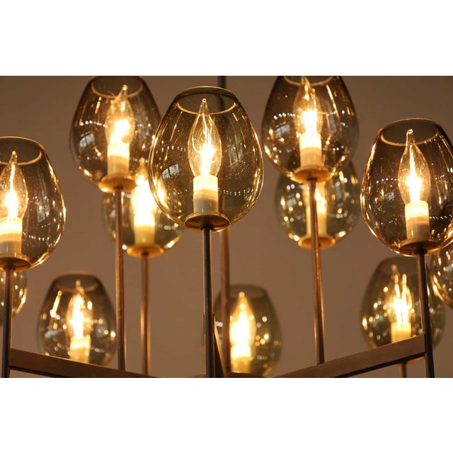 Lightolier Chandelier With Eight Arms and 16 Glass Bulbs For Sale - Image 10 of 11