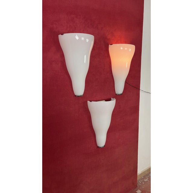 Large Murano Glass Wall Lamps from Leucos, 1980s, Set of 3 For Sale - Image 13 of 18