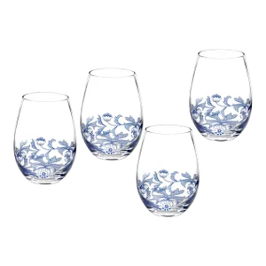 Spode Blue Italian Stemless Glasses 19 oz.