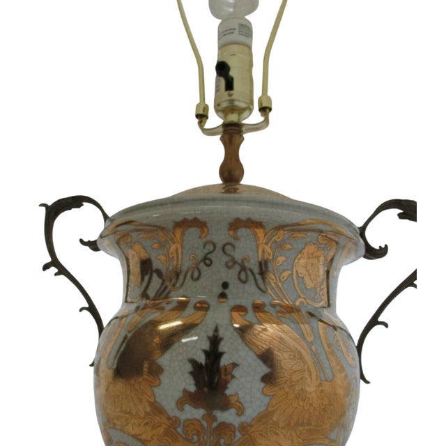 1980s Porcelain Gold Gilt Italian Regency Table Lamp Light Jardiniere B For Sale In Philadelphia - Image 6 of 10