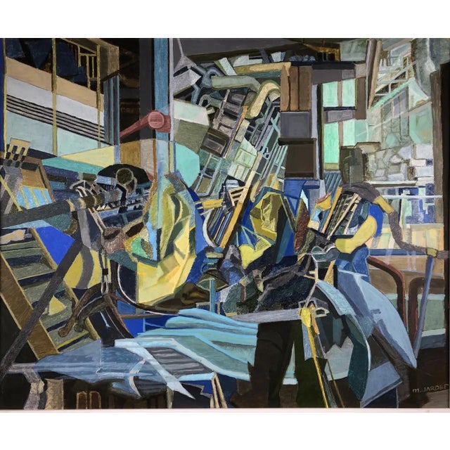 Oil on Canvas Abstract Cubism Painting in the Manner of Jacques Villon For Sale In Miami - Image 6 of 7