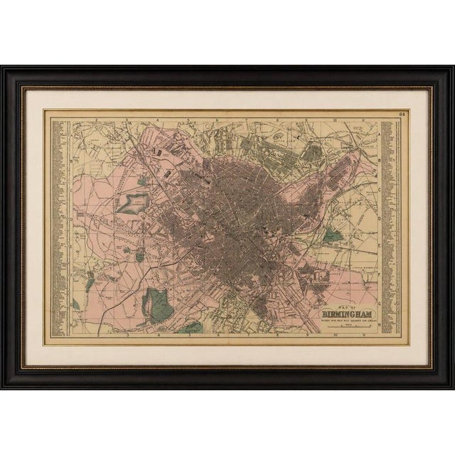 Victorian Birmingham City Plan Map – Edward Weller 1885, Workshop of the World This highly detailed original lithographic...