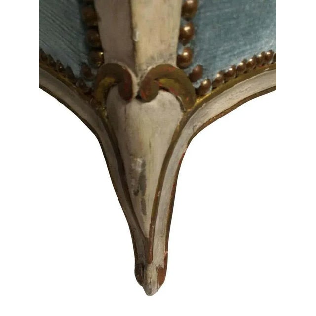 19th Century Louis XV Bergere Armchair in Blue Velvet For Sale - Image 6 of 9