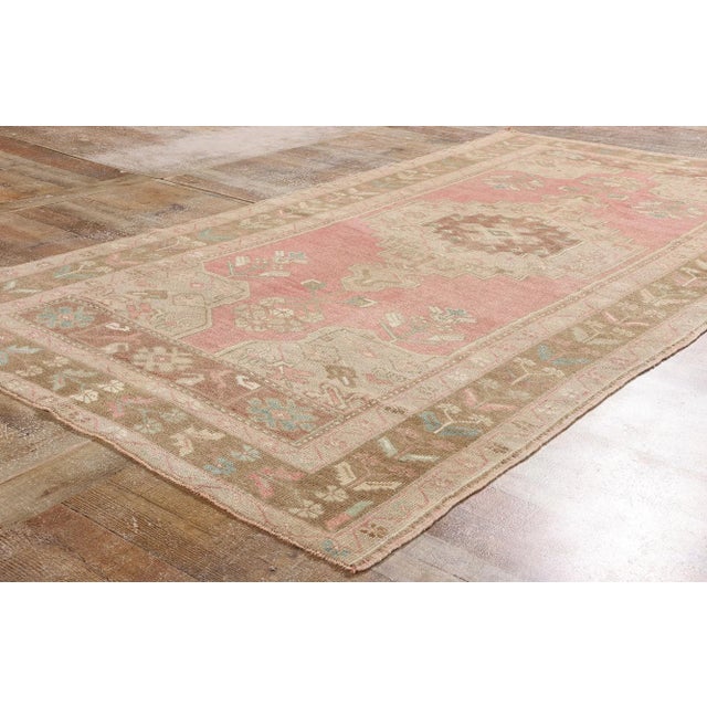 Dark Pink Vintage Turkish Oushak Rug, 04'06 X 08'06 For Sale - Image 8 of 10