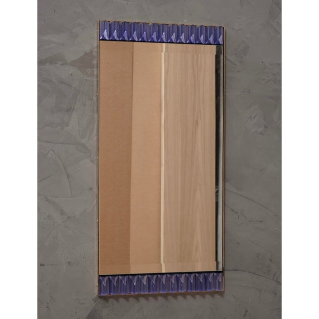 Periwinkle Murano Glass and Brass Wall Mirror, 1990s For Sale - Image 9 of 10