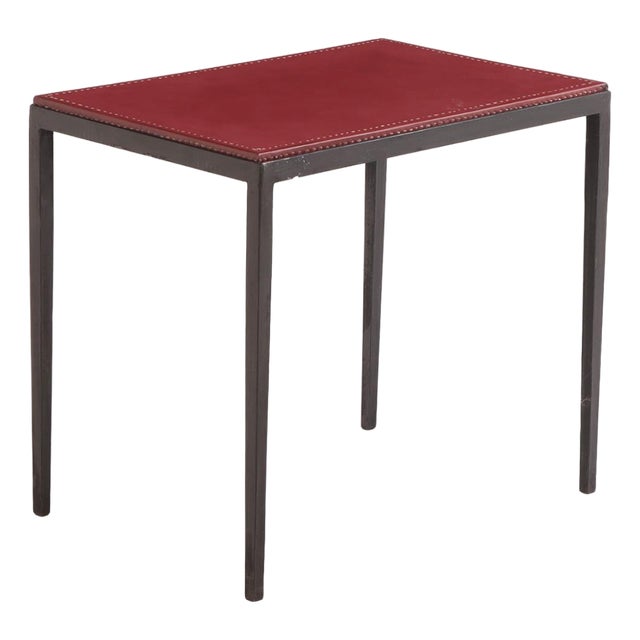 Iron and Leather Side Table in the Manner of Jean-Michel Frank, Contemporary For Sale