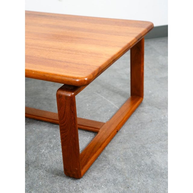 Wood Mid Century Danish Modern Coffee Table Solid Teak Kd Denmark Large Wide Planked For Sale - Image 7 of 12