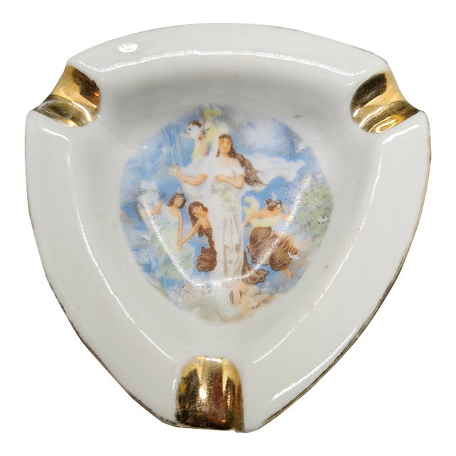 Vintage Hotta Yu Shoten & Co. Hand Painted Porcelain Ceramic Ashtray ~ Japan For Sale