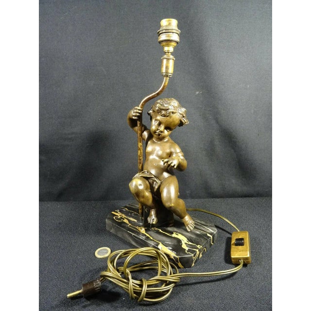 19th Century Antique French Louis XV Large Cherub Table Lamp For Sale - Image 12 of 13