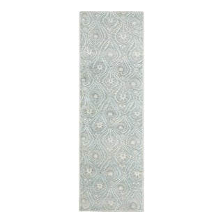 Contemporary Block Print Floral Natural Silk Runner by Rug & Kilim, India For Sale
