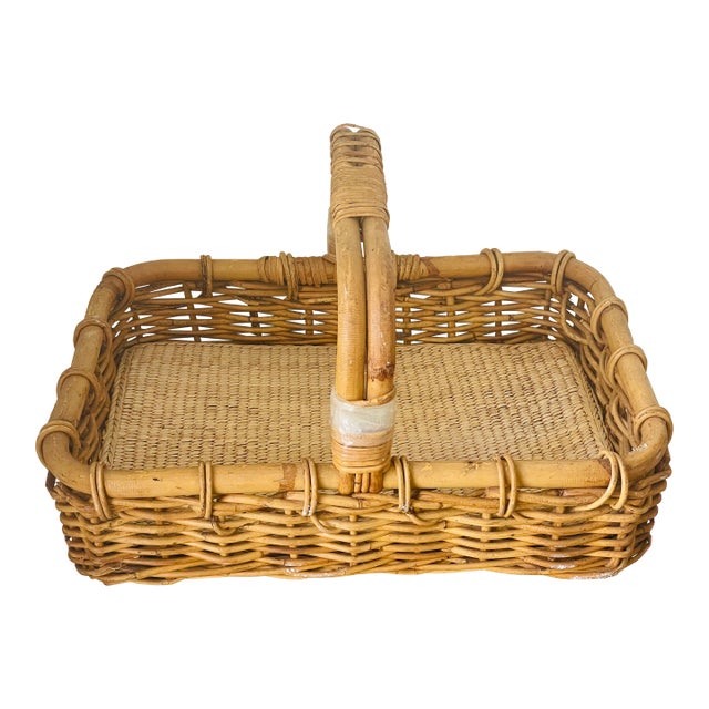 French Antique Wicker Market Boulangerie Tray or Flower Basket For Sale