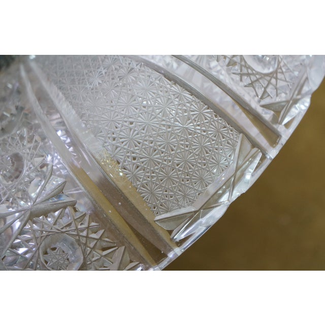 Antique Czech Bohemian Cut Crystal Lidded Box Bowl Compote Candy Dish 8" For Sale - Image 11 of 16