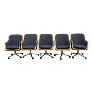 1970s Ward Bennett Office Chairs- Set of 5