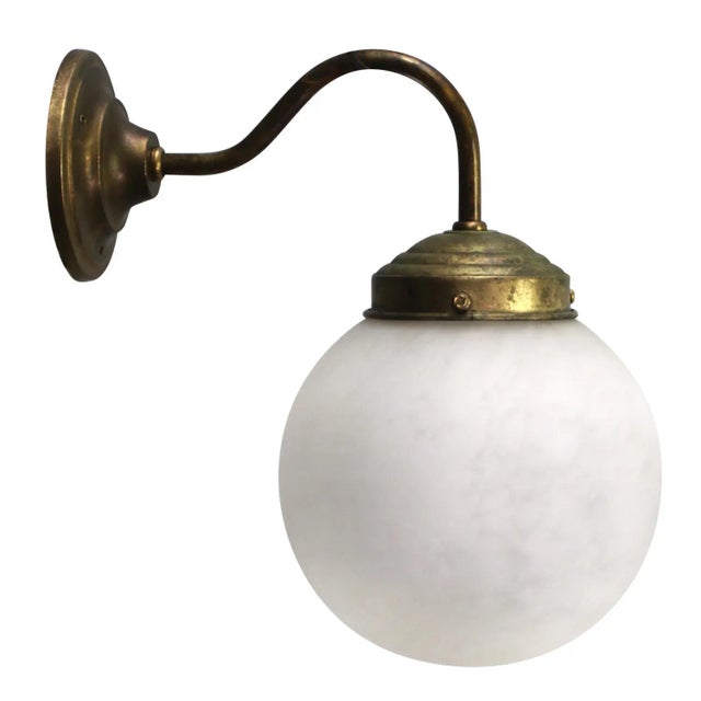 Metal French White Marble Opaline Glass Brass Sconces Wall Lamp For Sale - Image 7 of 7