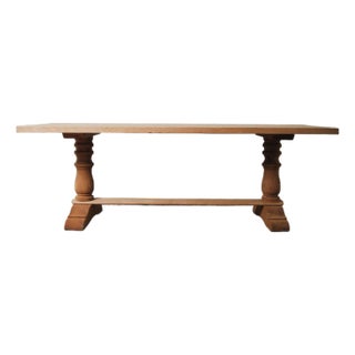 Early 20th Century Large Bleached Oak Double Pedestal Dining Table For Sale