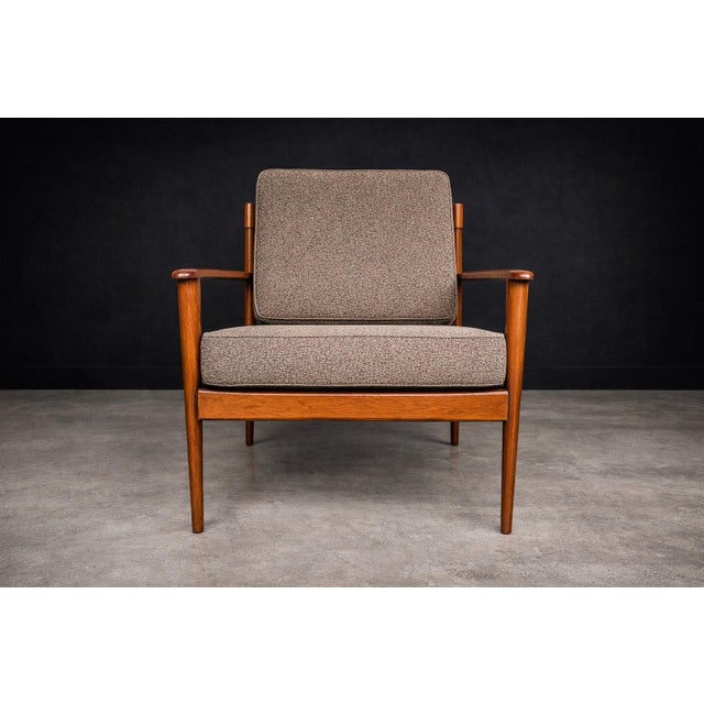 Grete Jalk Armchair in Caviuna & Mushroom Brown Bouclé, Rino Levi, Brazil, 1960s - Lot 491C For Sale - Image 11 of 17