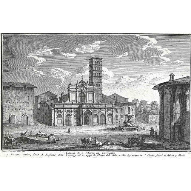 S. Maria in Cosmedin Church is an original etching of the Late 18th century realized by Giuseppe Vasi. Signed and titled...
