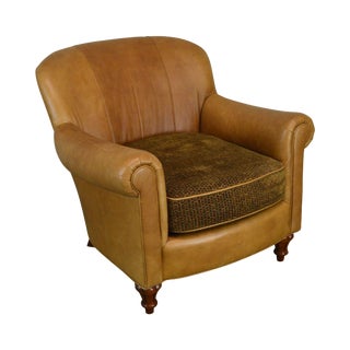 Brandon Design Collection Brown Leather Club Chair For Sale
