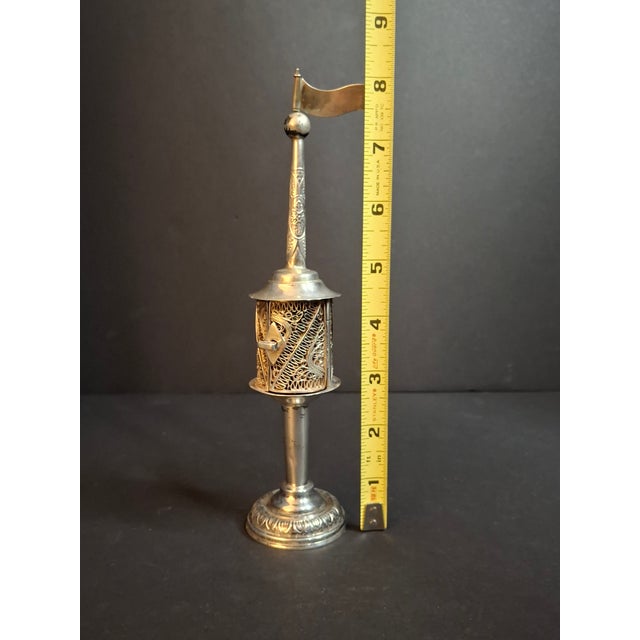 This exquisite antique Judaica Besamim (spice) tower features traditional Continental European silver craftsmanship. The...