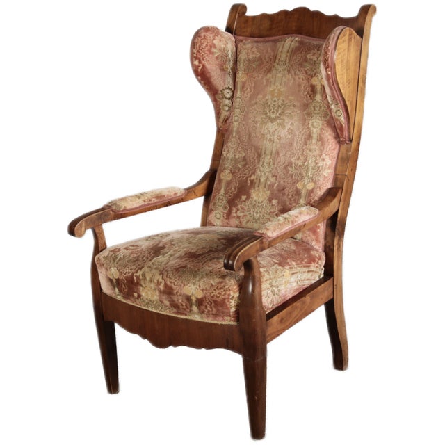 Baroque Antique Biedermeier Armchair in Walnut, 19th Century For Sale - Image 3 of 18