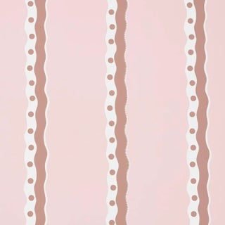 Schumacher Rousseau Stripe Wallpaper In Cocoa & Blush For Sale