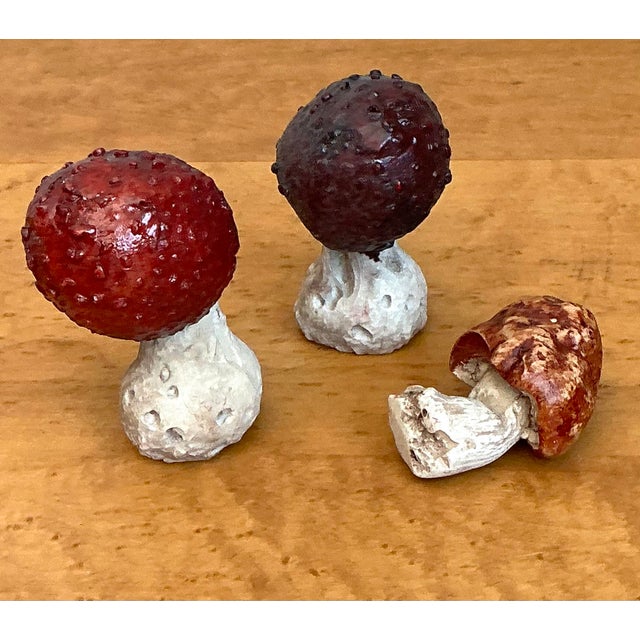 Vintage Glazed Ceramic Mushrooms - Set of 3 For Sale - Image 4 of 12