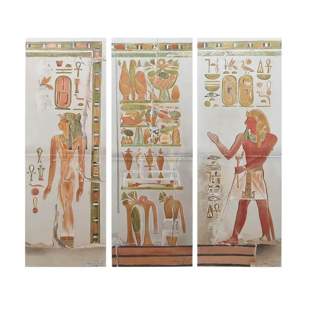 Late 19th Century After Howard Carter, Ancient Egyptian Wall Decoration Illustrations, 1896, Lithographs, Set of 3 For Sale - Image 5 of 5