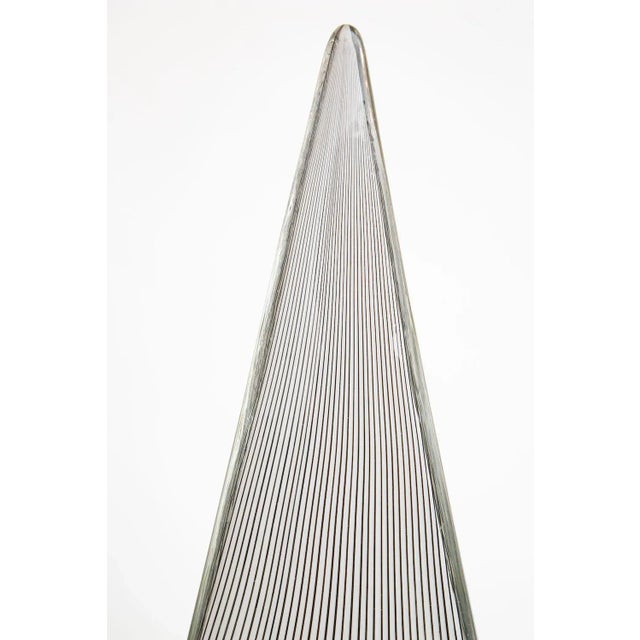 1960s Vintage Murano Seguso Vetri D' Arte Black and White Striped Glass Triangle Sculptural Lamp For Sale - Image 5 of 12