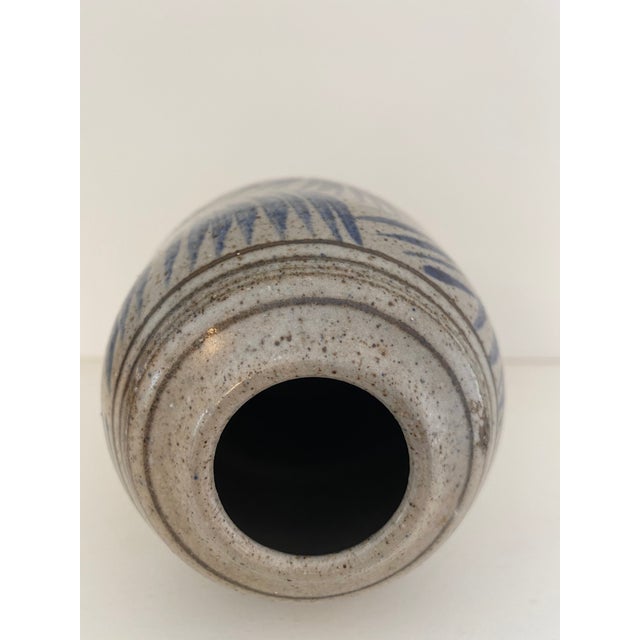 Vintage 1980s Japanese Stoneware Pottery Vase For Sale - Image 4 of 6