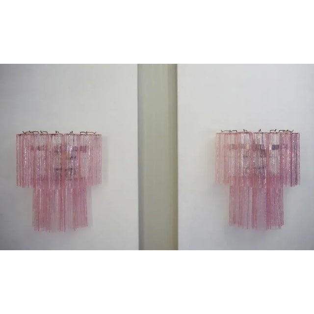Murano Glass Tube Wall Sconces with Pink Glass Tubes, Set of 2 For Sale - Image 13 of 13