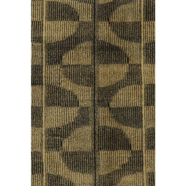 Traditional Vintage Zeki Müren Rug With Black and Light Gold Geometric Pattern | Rug & Kilim For Sale - Image 3 of 7