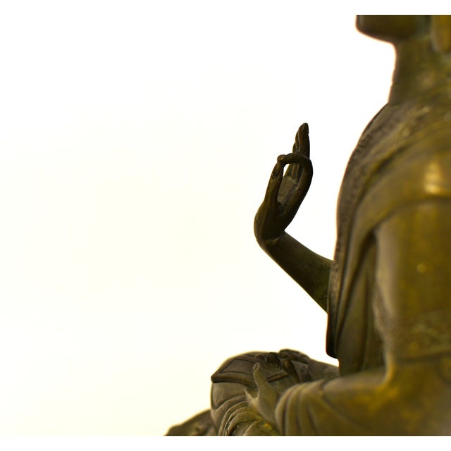 Antique Bronze Tibetan Teacher Tsongkhapa Statue For Sale - Image 14 of 16