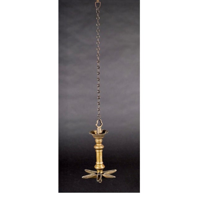 Judaica Shabbat Continental Hanging Solid Brass Oil Lamp with Central Six Pointed Jewish Star Shaped Body Dimensions...