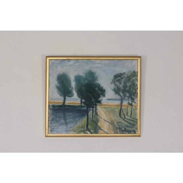 Original Swedish Oil on Canvas – “Trees” by Sune Lundquist – Vintage & Framed – 49 × 60 cm A peaceful woodland study by...