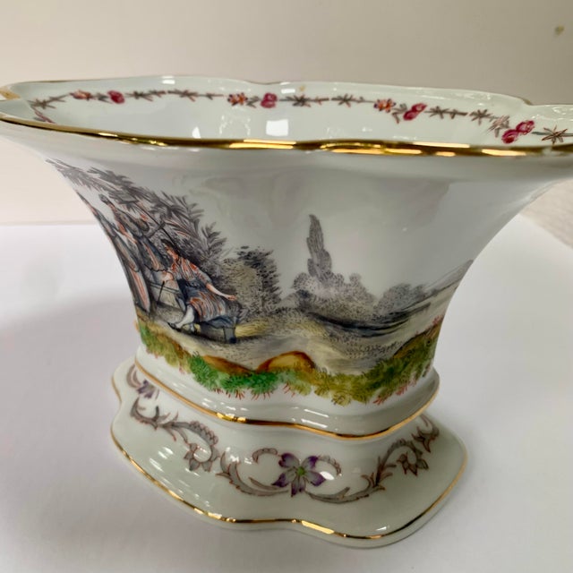 White Early 20th Century Dresden Hand Painted Porcelain Jardinière With Exotic Figural Scenes For Sale - Image 8 of 18