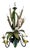 French Country Tole Botanical Five-Light Chandelier with Cattails and Flowers, 1960s For Sale